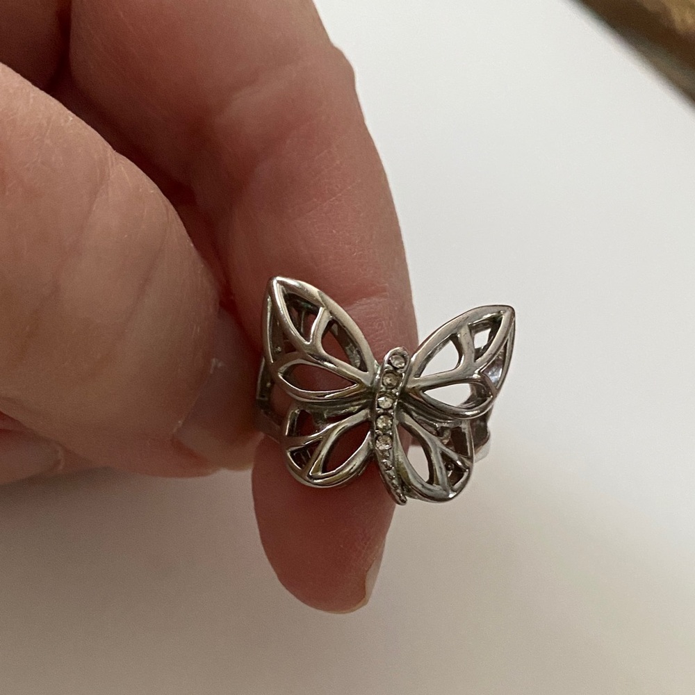 Butterfly Ring Silver with Cubic Zirconia Size 10.5